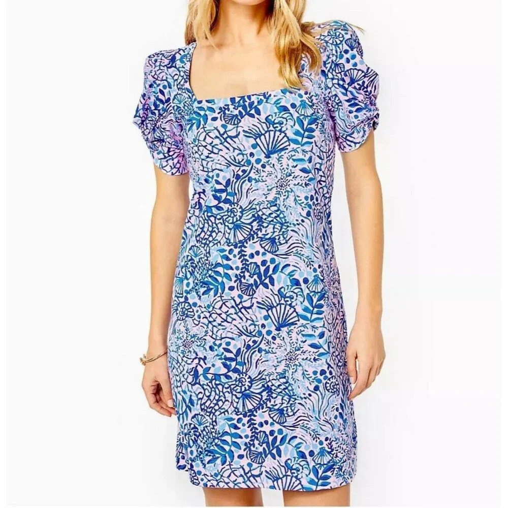 Lilly Pulitzer Haydn Calla Lilly Pink/Blue High Tides Good Vibes Dress Size XS